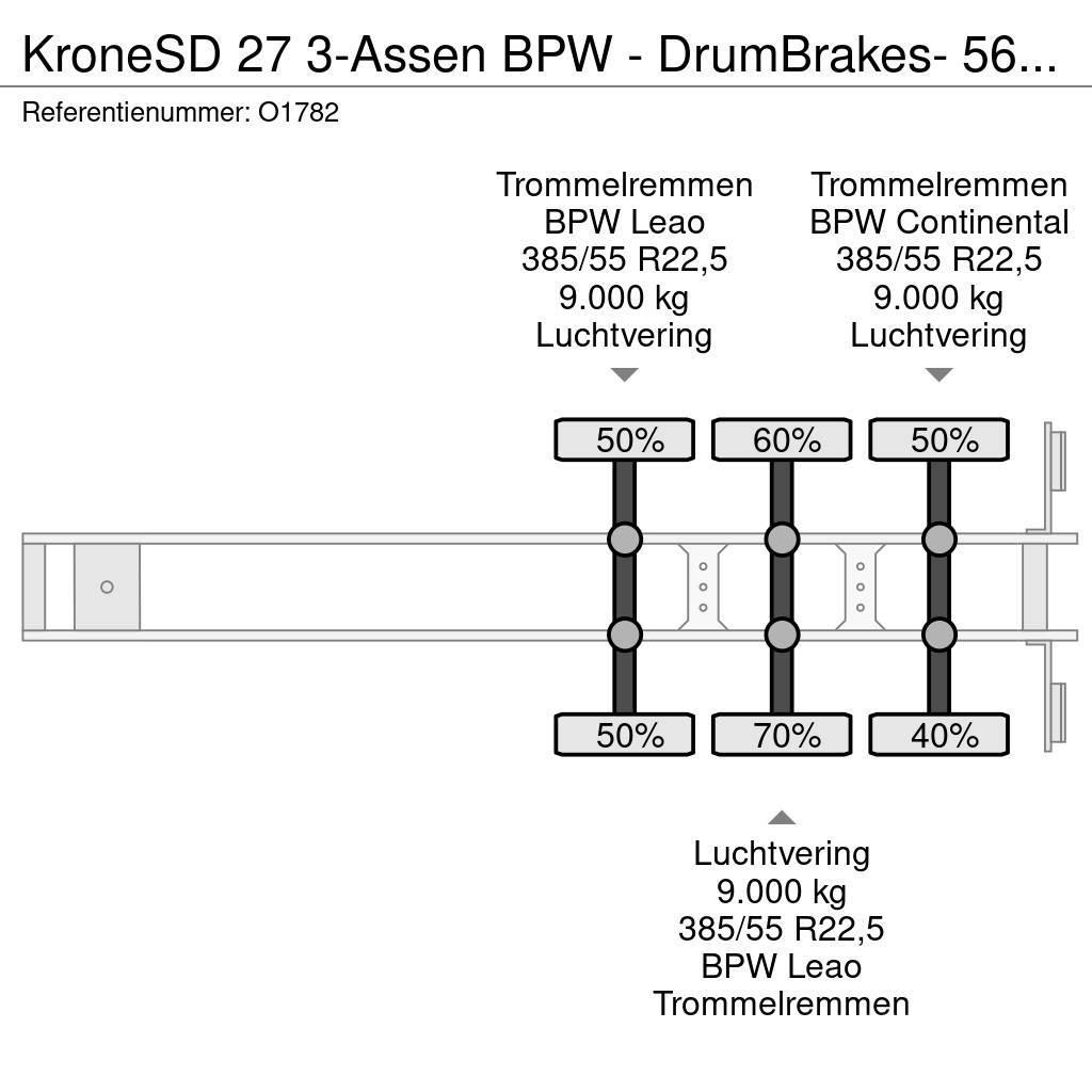 Krone SD 27 3-Assen BPW - DrumBrakes- 5640kg - All Sorts Semirimorchi portacontainer