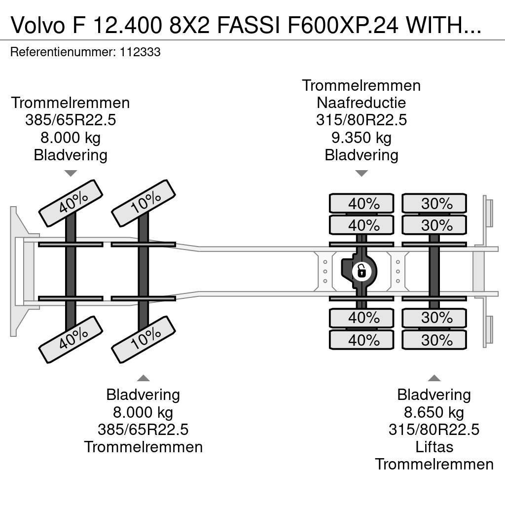 Volvo F 12.400 8X2 FASSI F600XP.24 WITH JIB Gru per tutti i terreni