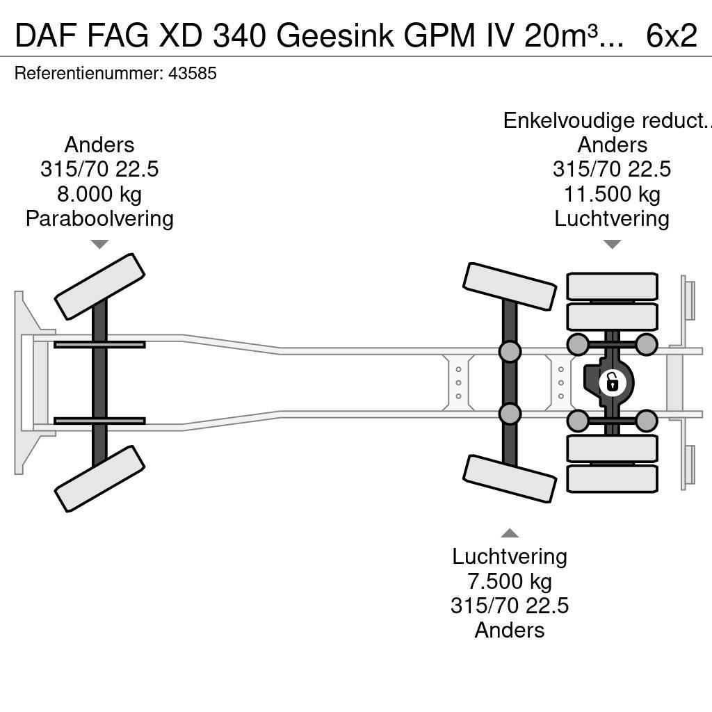 DAF FAG XD 340 Geesink GPM IV 20m³ GEC Welvaarts weigh Camion dei rifiuti