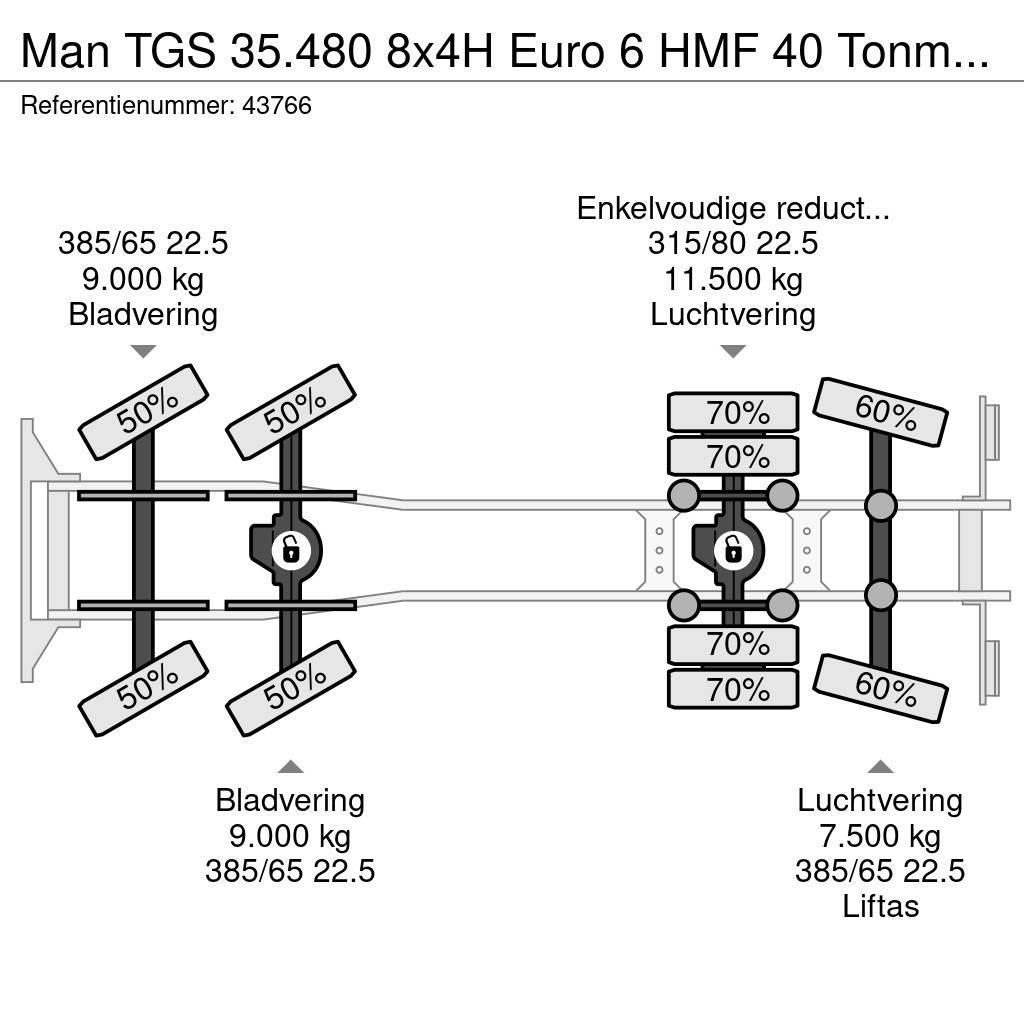 MAN TGS 35.480 8x4H Euro 6 HMF 40 Tonmeter laadkraan + Gru per tutti i terreni