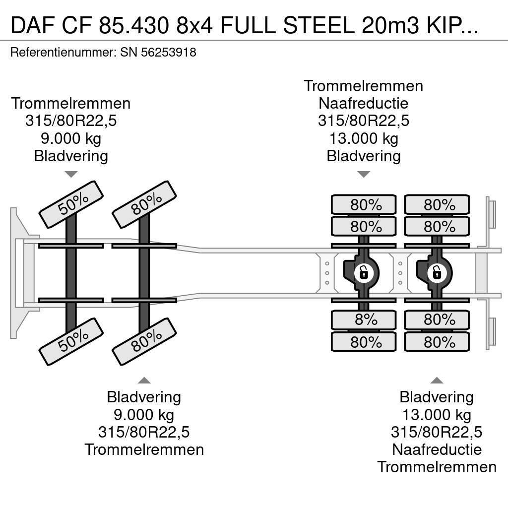 DAF CF 85.430 8x4 FULL STEEL 20m3 KIPPER (EURO 3 / ZF1 Camion ribaltabili