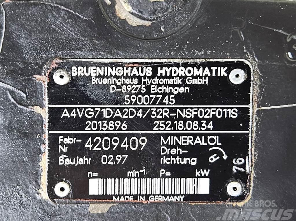 Brueninghaus Hydromatik A4VG71DA2D4/32R-Drive pump/Fahrpumpe Componenti idrauliche