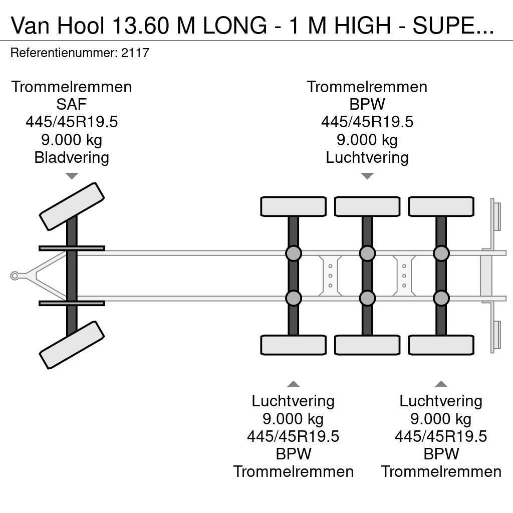 Van Hool 13.60 M LONG - 1 M HIGH - SUPER SINGLE TIRES - DRU Rimorchi con sponde ribaltabili