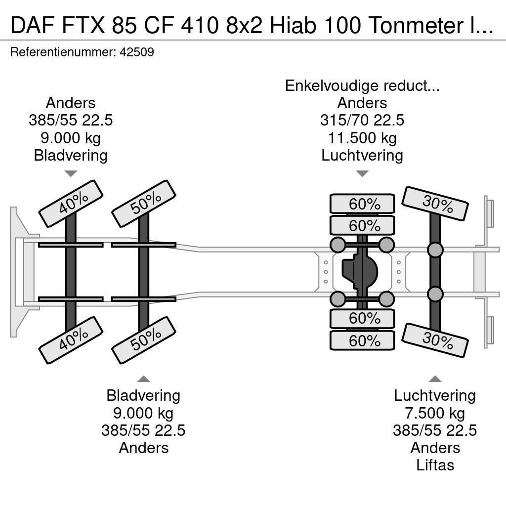 DAF FTX 85 CF 410 8x2 Hiab 100 Tonmeter laadkraan + Fl Gru per tutti i terreni