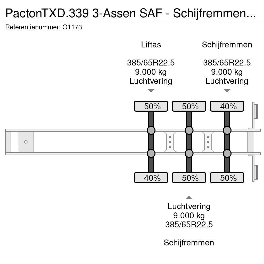 Pacton TXD.339 3-Assen SAF - Schijfremmen - Liftas - Kooi Semirimorchio a pianale