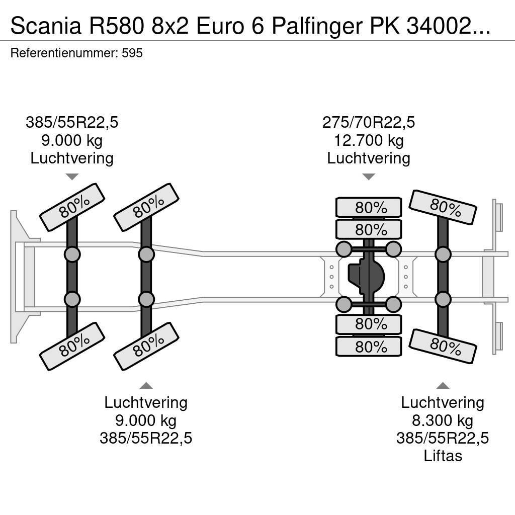 Scania R580 8x2 Euro 6 Palfinger PK 34002-SHF 7 x Hydr. W Gru per tutti i terreni