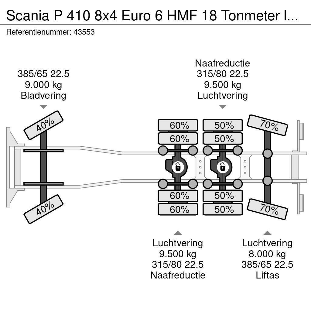 Scania P 410 8x4 Euro 6 HMF 18 Tonmeter laadkraan Camion ribaltabili