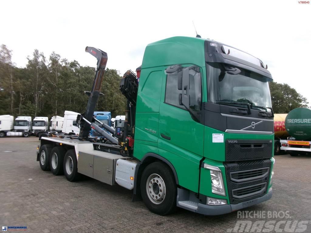Volvo FH 540 8X4 + HMF 1520 K5 crane + Hiab 24t containe Camion con gancio di sollevamento