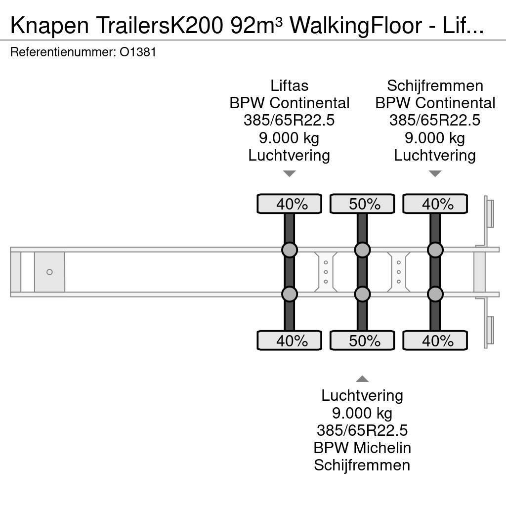 Knapen Trailers K200 92m³ WalkingFloor - LiftAs - Schijfr Semirimorchi con piano mobile