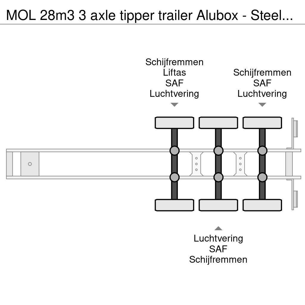 MOL 28m3 3 axle tipper trailer Alubox - Steelchassis ( Semirimorchi a cassone ribaltabile