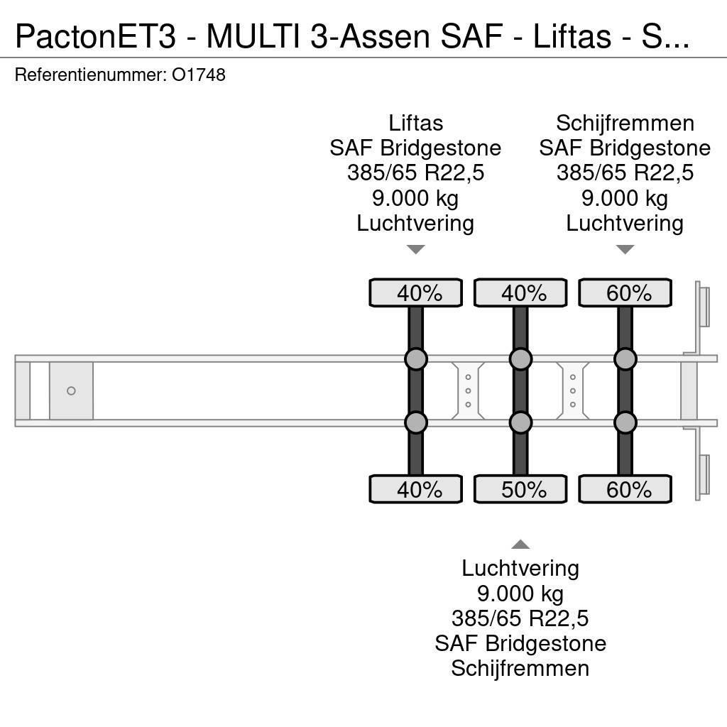 Pacton ET3 - MULTI 3-Assen SAF - Liftas - Schijfremmen - Semirimorchi portacontainer