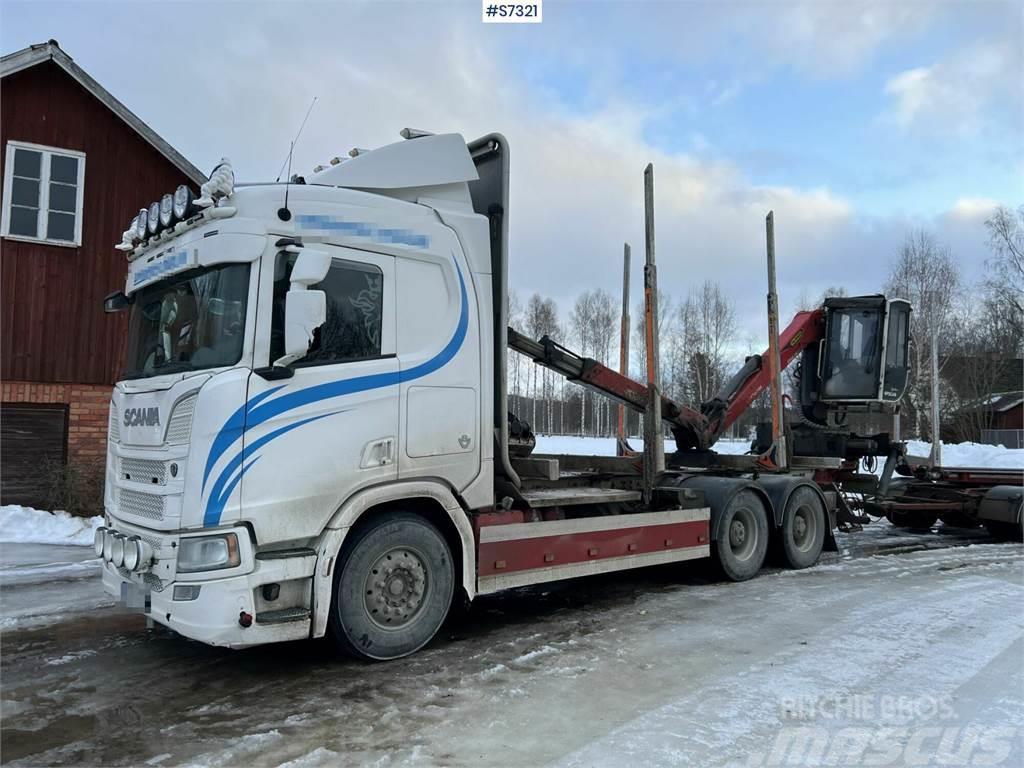 Scania R650 Timber truck with wagon and crane Camion trasporto legname