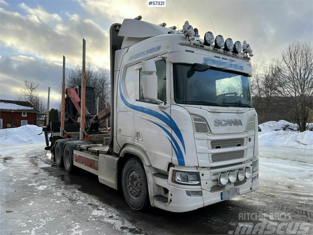 Scania R650 Timber truck with wagon and crane Camion trasporto legname