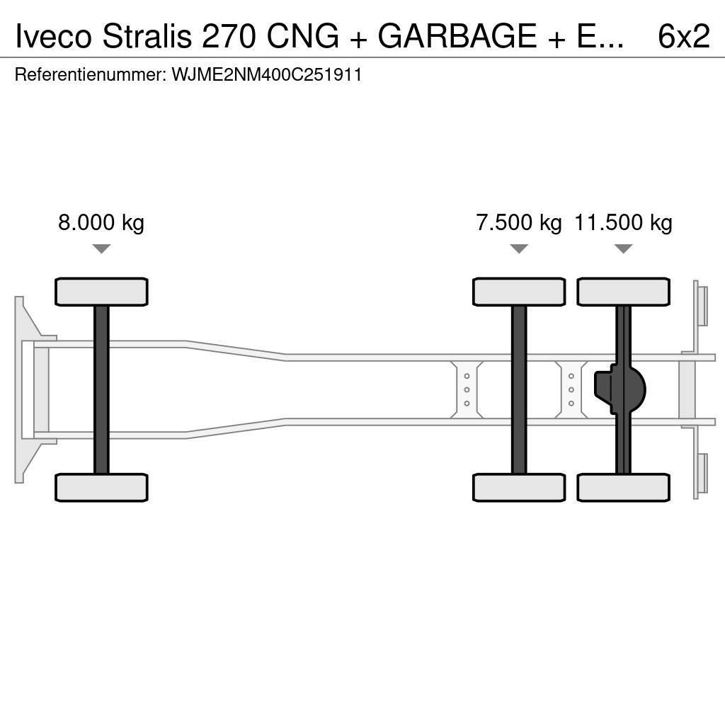 Iveco Stralis 270 CNG + GARBAGE + EURO 5 + 6X2 + RETARDE Camion dei rifiuti