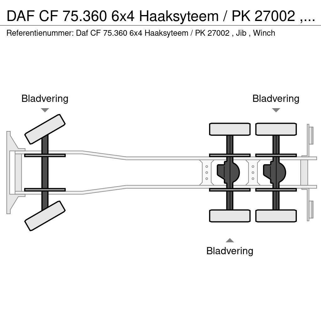 DAF CF 75.360 6x4 Haaksyteem / PK 27002 , Jib , Winch Camion con gancio di sollevamento