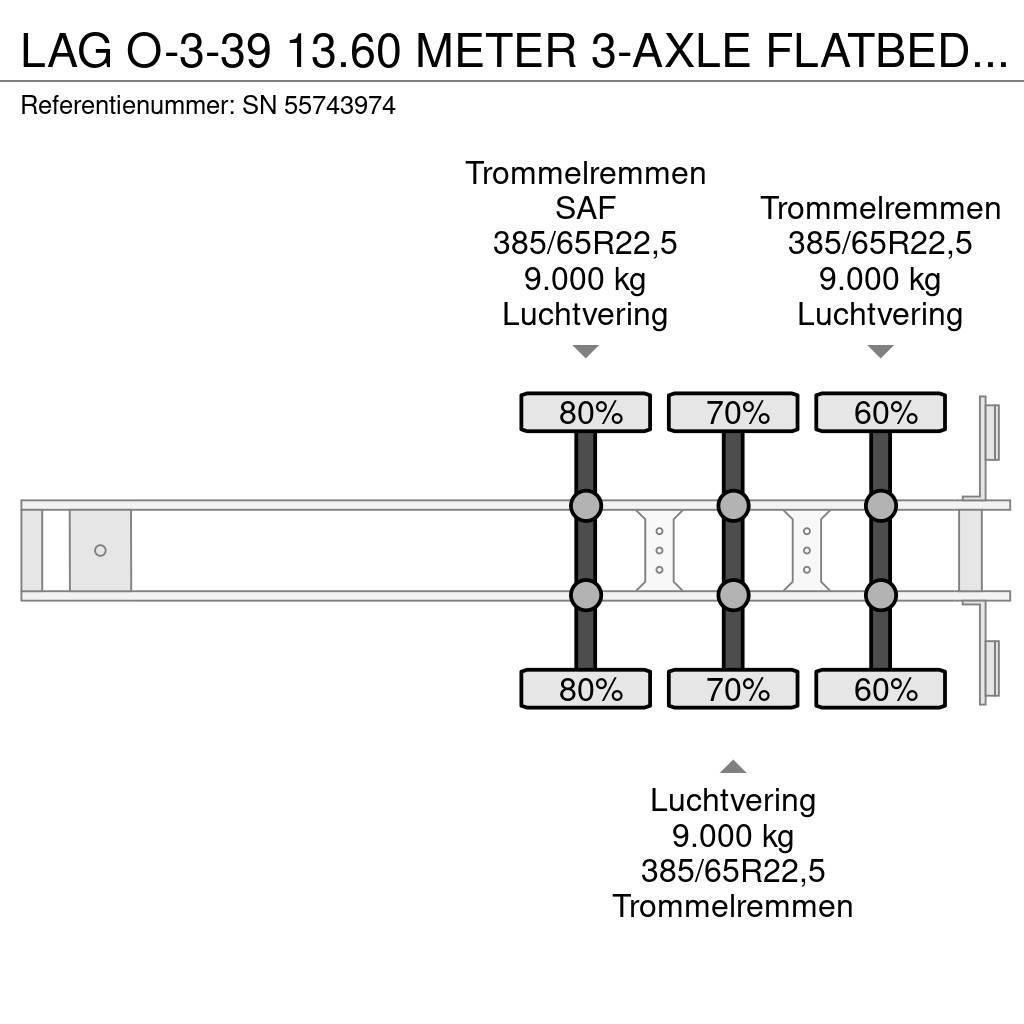 LAG O-3-39 13.60 METER 3-AXLE FLATBED (DRUM BRAKES / A Semirimorchio a pianale