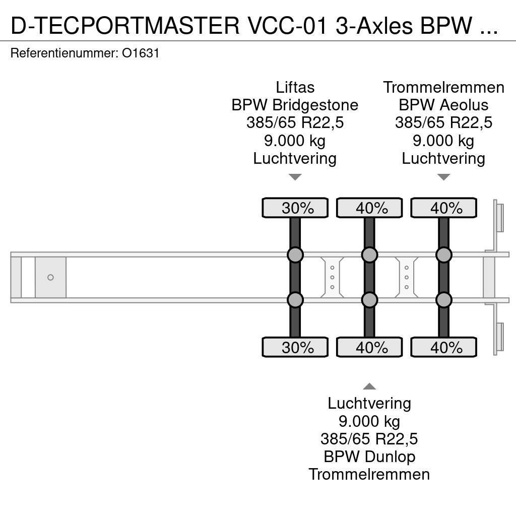D-tec PORTMASTER VCC-01 3-Axles BPW - Drumbrakes - Lift- Semirimorchi portacontainer