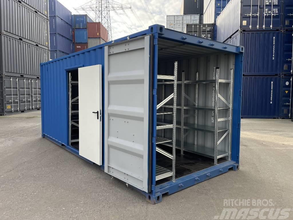  20' Lagercontainer mit Regalen, Licht, Seitentür Container per immagazzinare