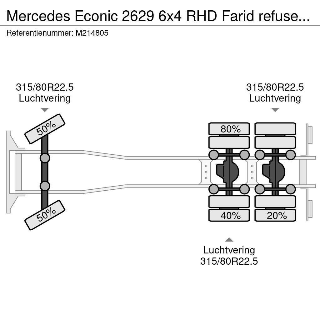 Mercedes-Benz Econic 2629 6x4 RHD Farid refuse truck Camion dei rifiuti