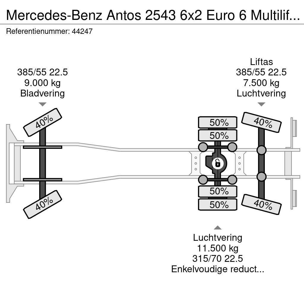 Mercedes-Benz Antos 2543 6x2 Euro 6 Multilift 26 Ton haakarmsyst Camion con gancio di sollevamento