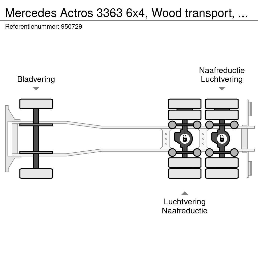 Mercedes-Benz Actros 3363 6x4, Wood transport, Retarder, Palfing Camion trasporto legname