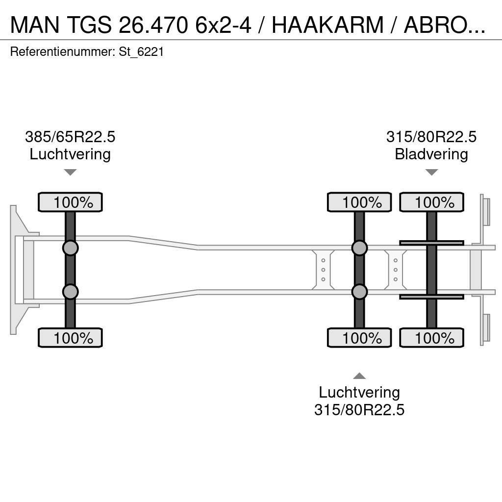 MAN TGS 26.470 6x2-4 / HAAKARM / ABROLKIPPER / NEW! Camion con gancio di sollevamento