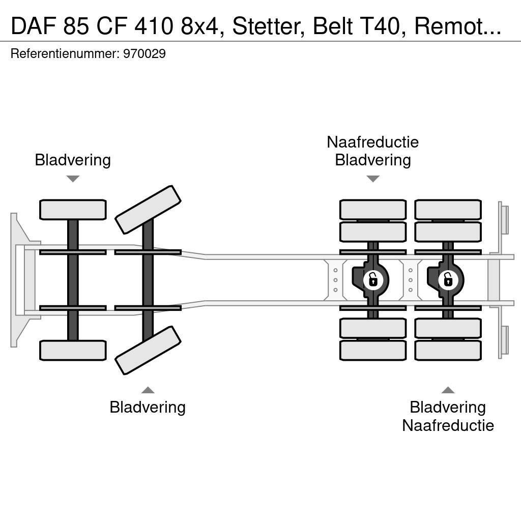 DAF 85 CF 410 8x4, Stetter, Belt T40, Remote, Steel su Betoniere
