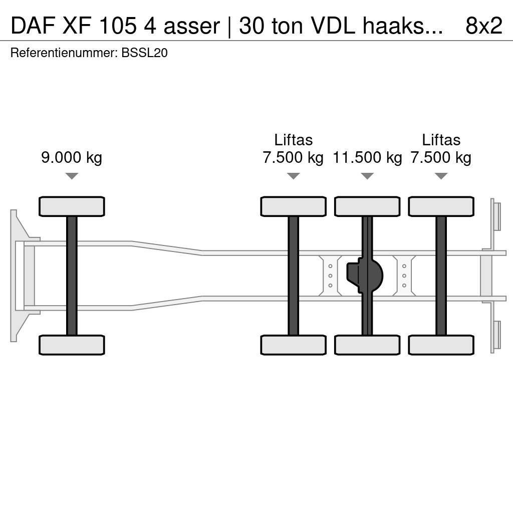 DAF XF 105 4 asser | 30 ton VDL haaksysteem | manual | Camion con gancio di sollevamento