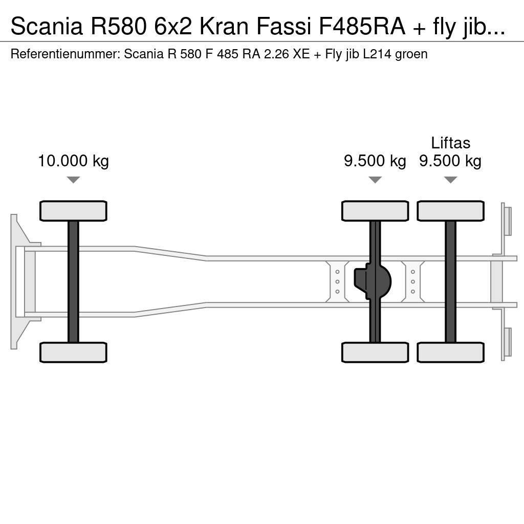 Scania R580 6x2 Kran Fassi F485RA + fly jib Euro 6 Gru per tutti i terreni