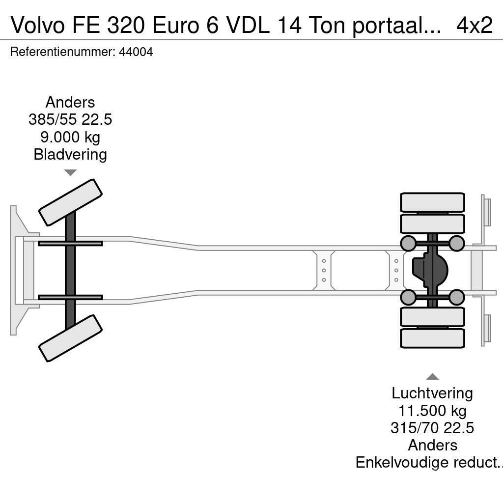 Volvo FE 320 Euro 6 VDL 14 Ton portaalarmsysteem Camion con cassone scarrabile