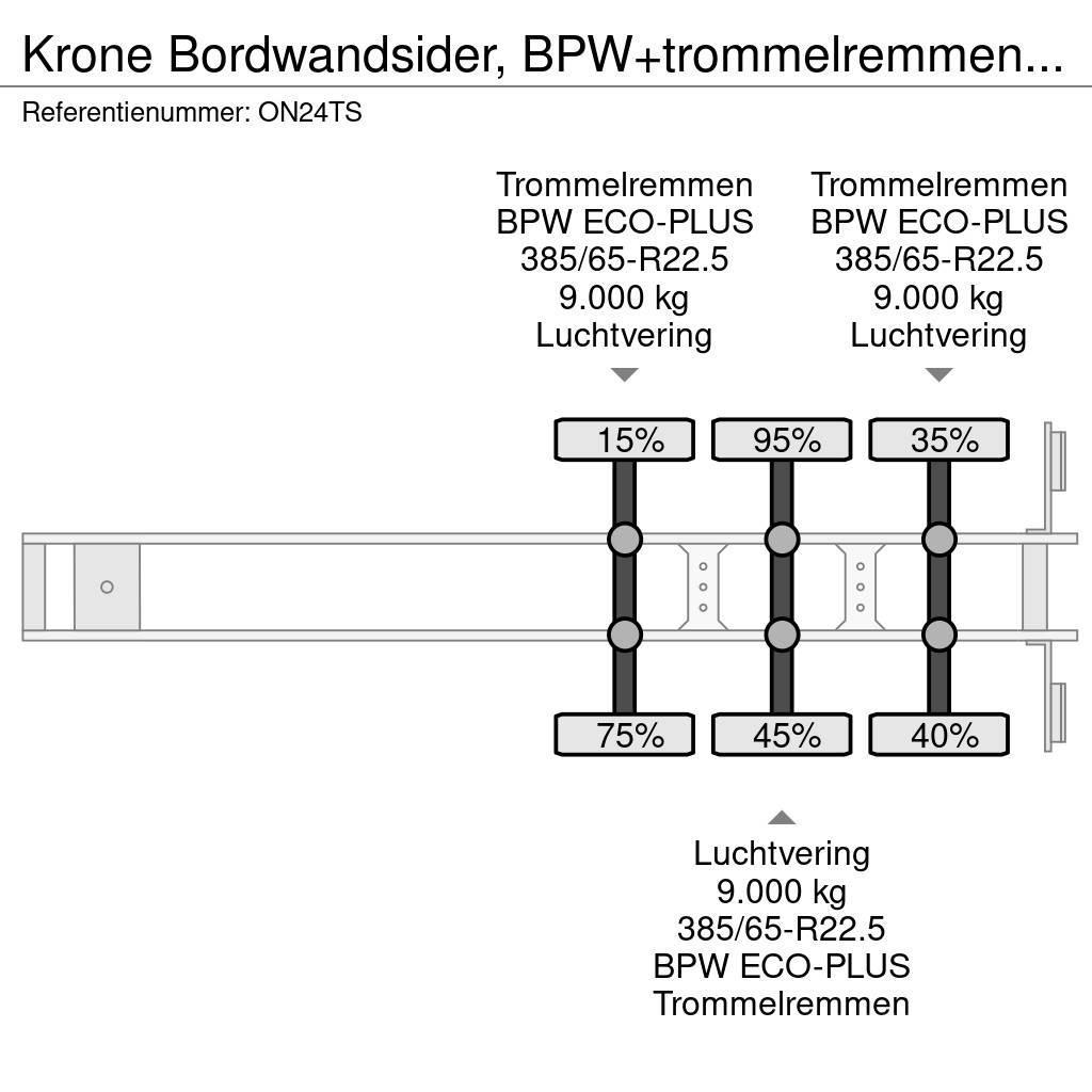 Krone Bordwandsider, BPW+trommelremmen, 2.80m binnenhoog Semirimorchi tautliner