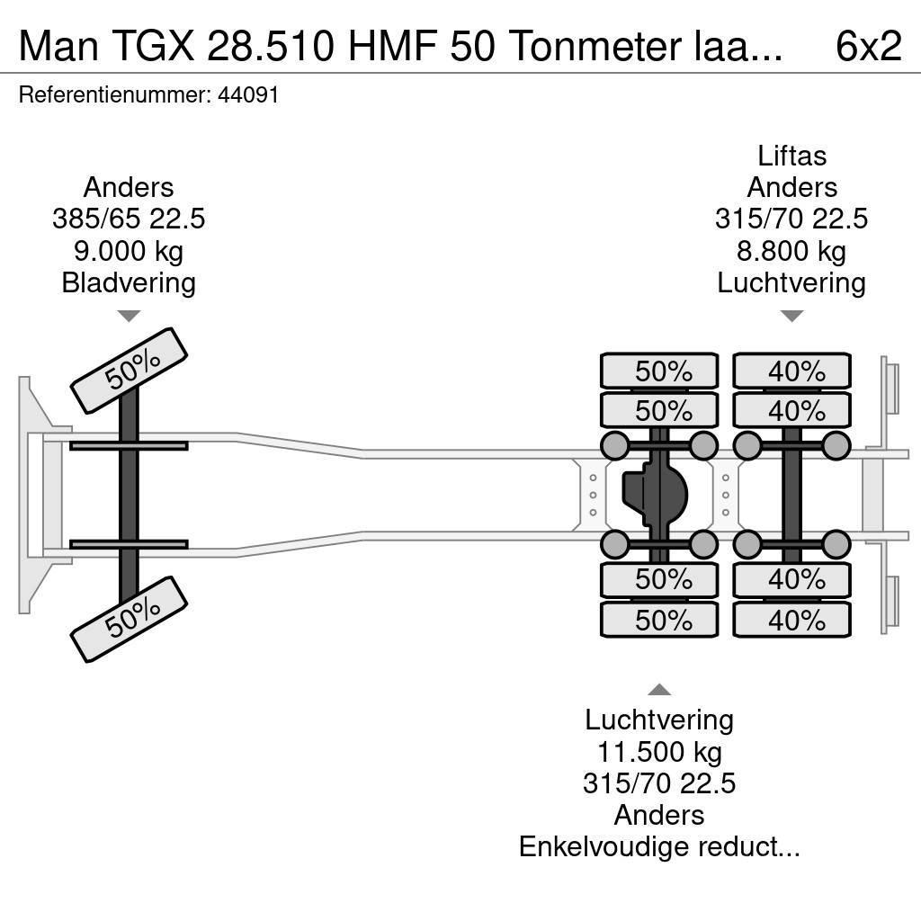 MAN TGX 28.510 HMF 50 Tonmeter laadkraan + Fly-Jib Piattaforme autocarrate