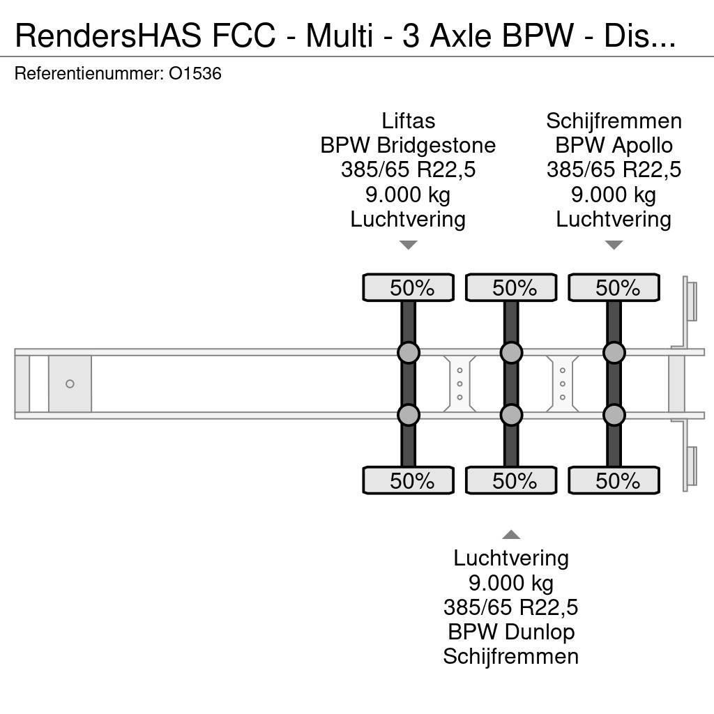 Renders HAS FCC - Multi - 3 Axle BPW - DiscBrakes - LiftAx Semirimorchi portacontainer