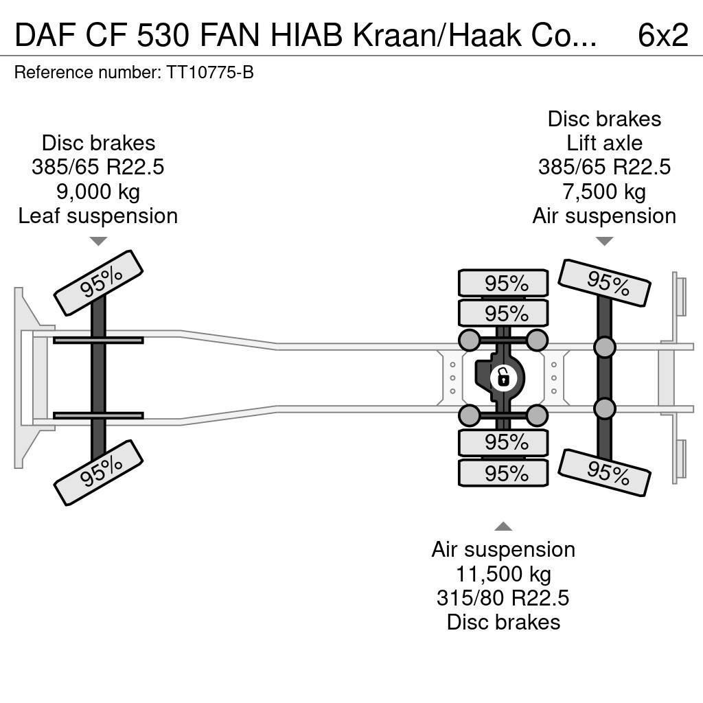 DAF CF 530 FAN HIAB Kraan/Haak Combikeuring 12-2030 Gru per tutti i terreni