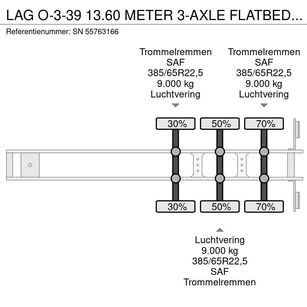 LAG O-3-39 13.60 METER 3-AXLE FLATBED (4 IDENTICAL UNI Semirimorchio a pianale