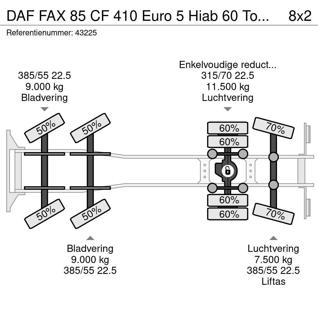 DAF FAX 85 CF 410 Euro 5 Hiab 60 Tonmeter laadkraan Gru per tutti i terreni