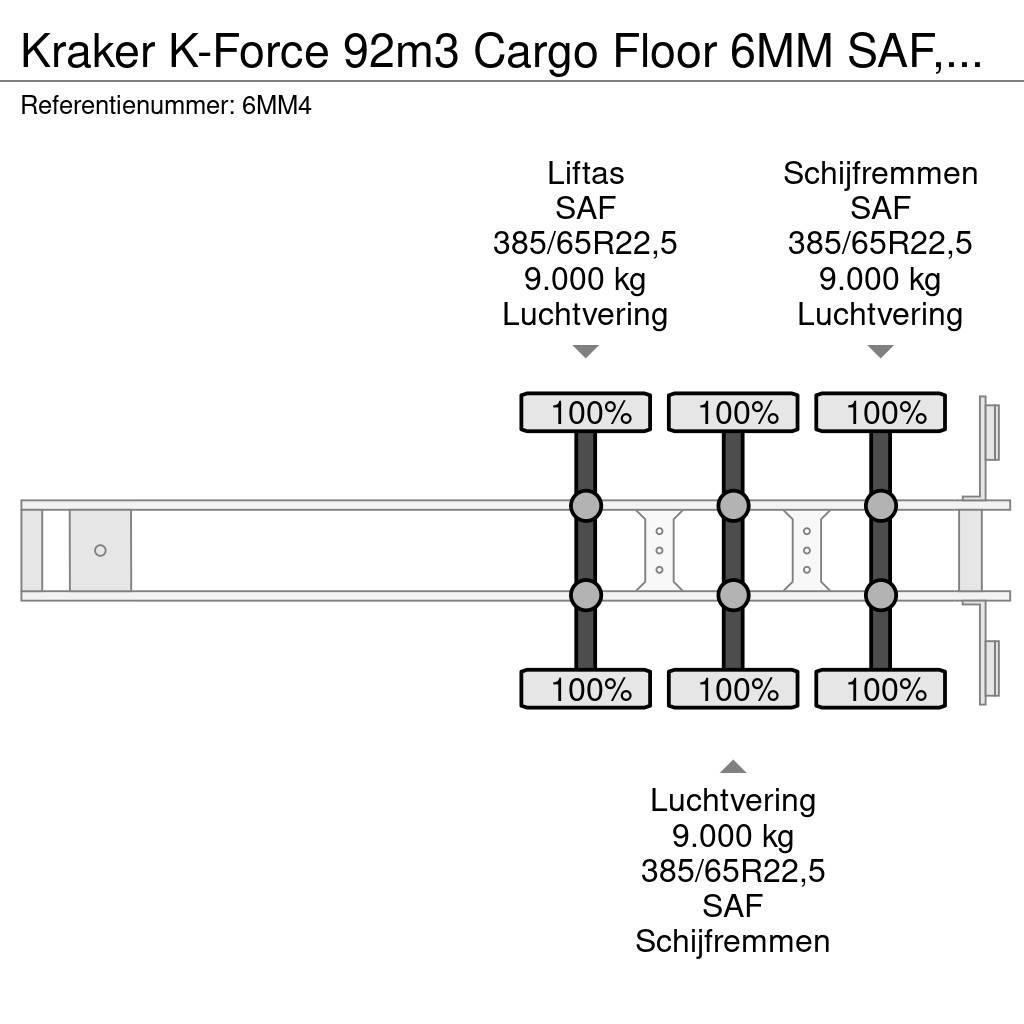 Kraker K-Force 92m3 Cargo Floor 6MM SAF, Liftachse, Remot Semirimorchi con piano mobile