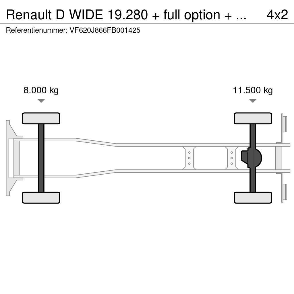 Renault D WIDE 19.280 + full option + REMOTE + EURO 6 HIAB Camion con cassone scarrabile