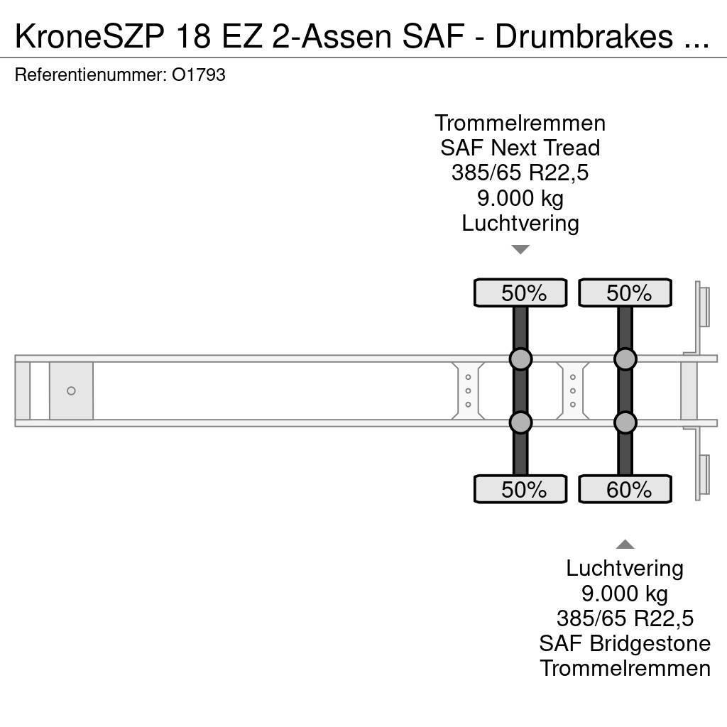 Krone SZP 18 EZ 2-Assen SAF - Drumbrakes - 20FT connecti Semirimorchi portacontainer
