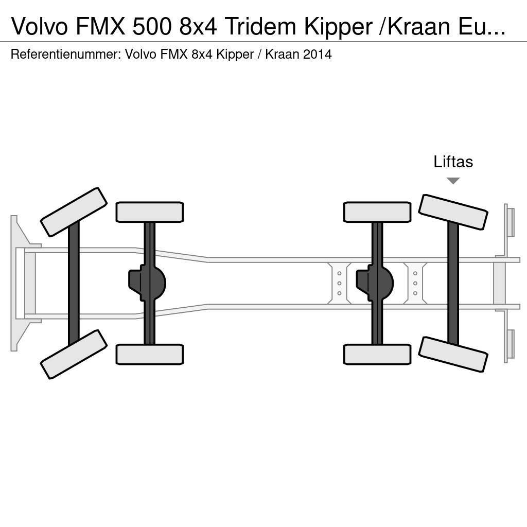 Volvo FMX 500 8x4 Tridem Kipper /Kraan Euro 6 Camion ribaltabili