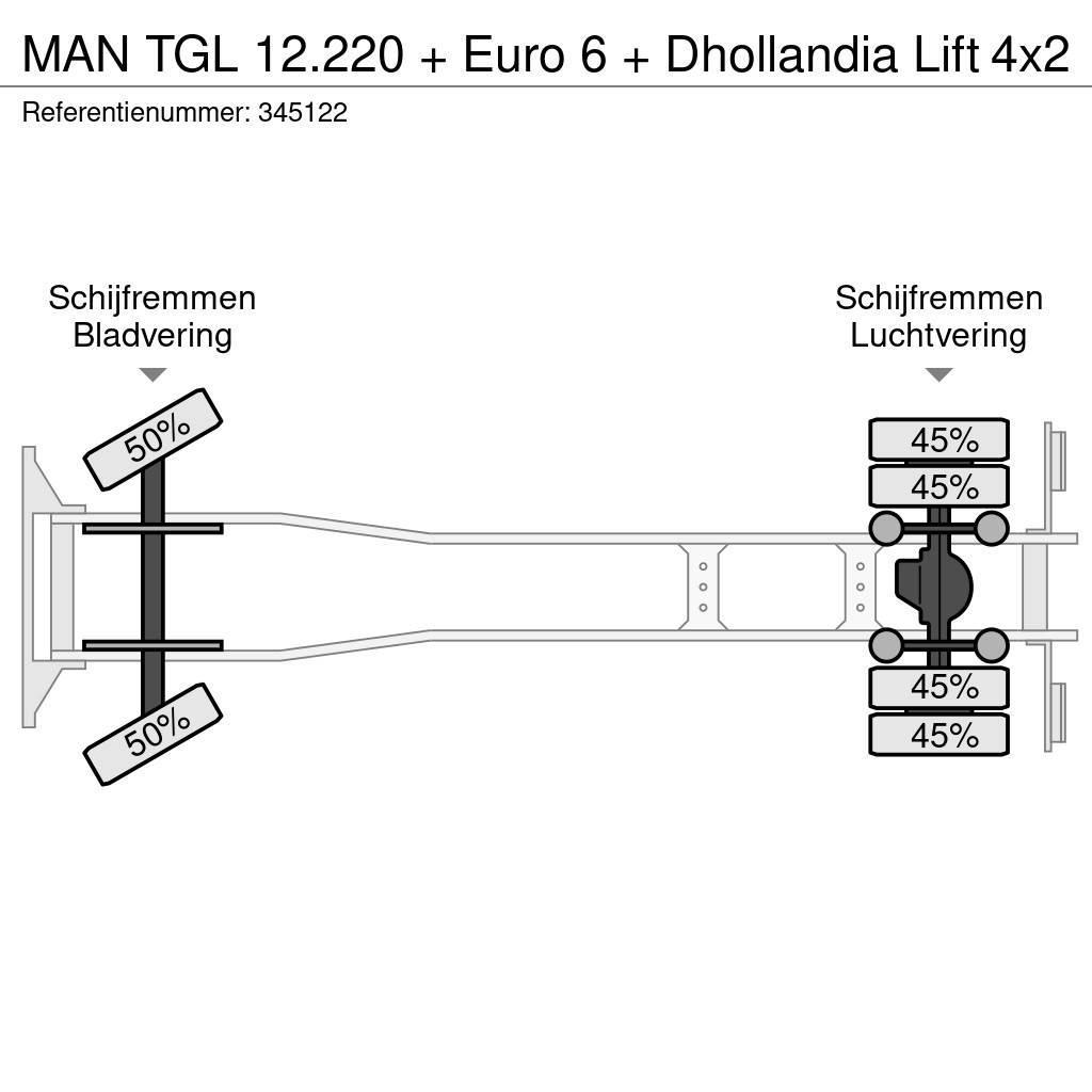 MAN TGL 12.220 + Euro 6 + Dhollandia Lift Camion cassonati
