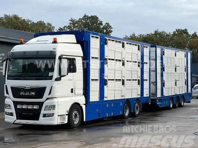 MAN TGX 26.480 6x2 3.Stock FINKL + Tandemanhänger Camion per trasporto animali