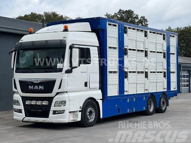 MAN TGX 26.480 6x2 3.Stock FINKL mit Hubdach,Tränke Camion per trasporto animali