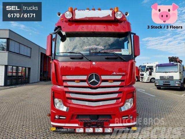 Mercedes-Benz Actros / Durchladezug / 3 Stock / Lenkachse Camion per trasporto animali