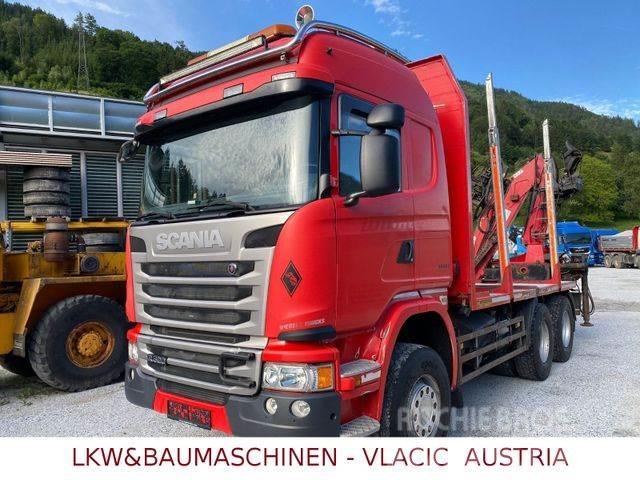 Scania G490 Holztransporter mit Kran Camion trasporto legname