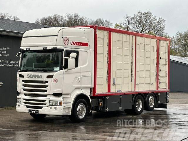 Scania R490 EU6 6x2 4.Stock Menke m. Hubdach &amp; Tränke Camion per trasporto animali