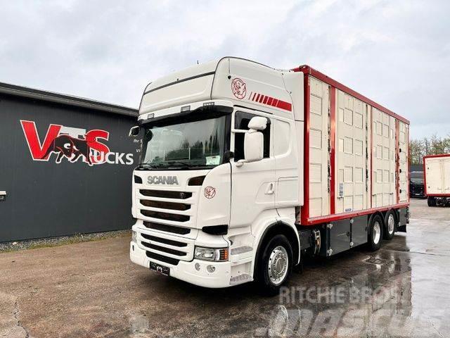 Scania R490 EU6 6x2 4.Stock Menke m. Hubdach &amp; Tränke Camion per trasporto animali