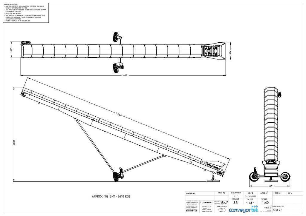  Conveyortek 60ft x 900mm Stockpiling Conveyor Nastri trasportatori